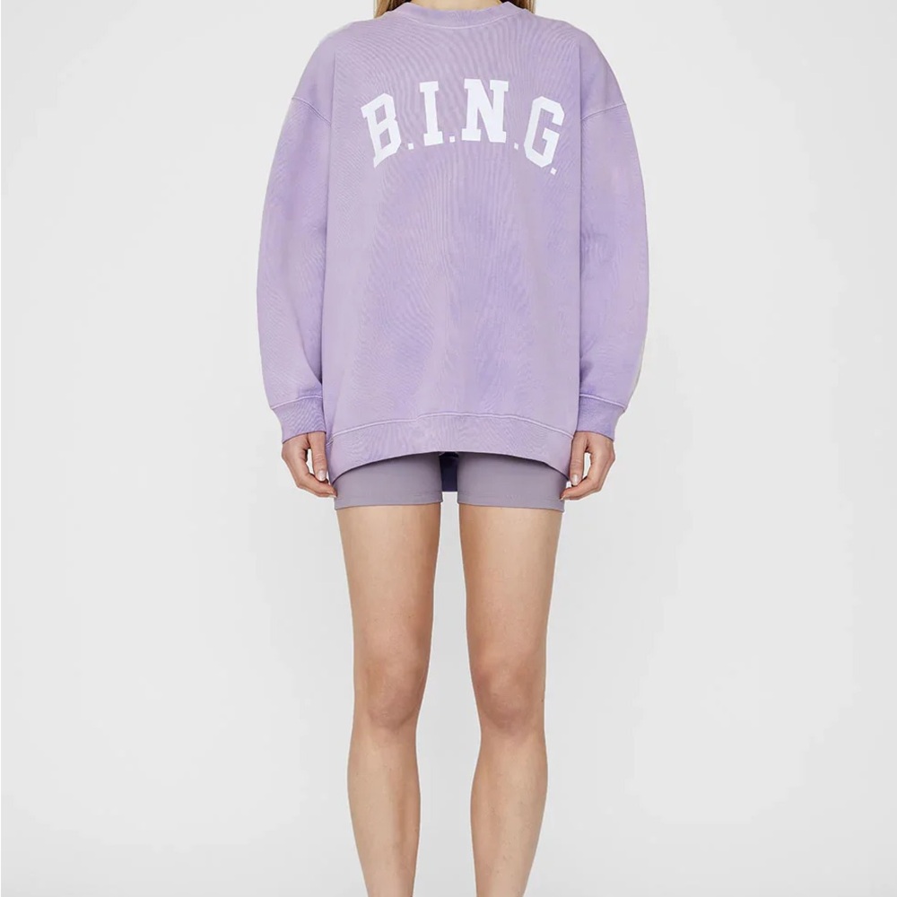 Anine Bing Lavender B.I.N.G. Oversized TYLER Sweatshirt